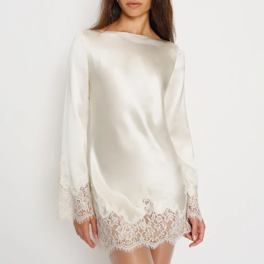 Reformation Blanche White Silk Mini Dress - Picture 2 of 5
